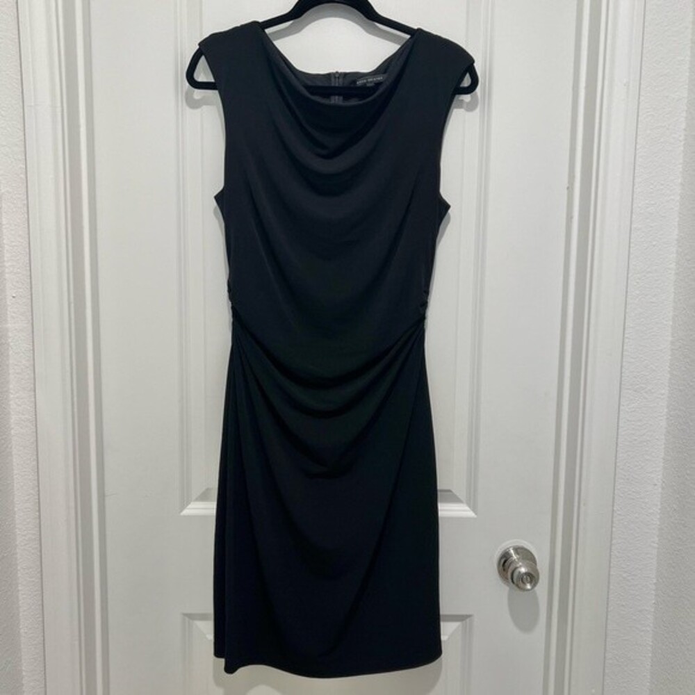 David Meister LBD | Cowl Neck Black Fitted Black Sleeveless Dress Women's Sz. 12 - Picture 2 of 10